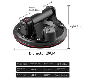 Herramienta Elevadora de Azulejos de Grado Industrial con Arranque y Parada Automáticos Eléctricos de 8'', Ventosa de Vidrio y Mármol de Alta Resistencia, Juego de 2 Ventosas Manuales para Azulejos - Product Image 6