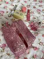 Sac de rangement cosmétique pour femmes de 9 pouces avec paillettes, sacs de toilette portables à main, sacs à maquillage de luxe imperméables pour les voyages