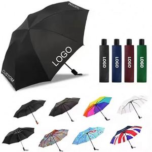 Auto Open & Close Modern Three-Folding Iron Shaft Compact Travel Umbrella for Small <b>Backpack</b>-Customizable Color & Logo Wholesale - Product Image 1