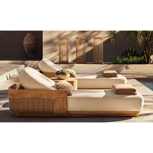 Conjuntos <span class=keywords><strong>de</strong></span> Sofás Cama Modulares <span class=keywords><strong>de</strong></span> Lujo para Jardín y Patio con Diseño Moderno Seccional <span class=keywords><strong>de</strong></span> Teca para Exteriores - Product Image 1