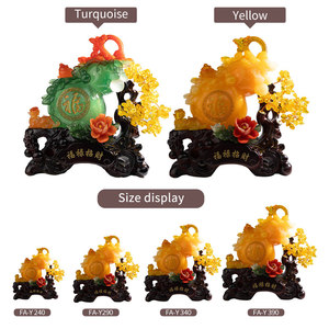 Adorno de Calabaza de Ámbar Feng Shui para la Atracción de la Riqueza, Decoración con Pixiu y el Carácter 'Fu' para el Hogar, Oficina, Regalo de Inauguración de Tienda - Product Image 1