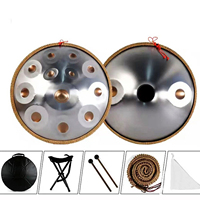 22Inch Stainless Steel 440/432HZ Hand Drum 14 Note Golden Eyes D Kurd Handpan Drum