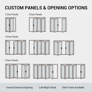 Puertas Plegables de Aluminio y Cristal para Patio Exterior, 96 x 80, Venta al por Mayor, Puertas Plegables de Aluminio y Cristal Tipo Acordeón - Product Image 5