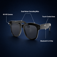 Lunettes Intelligentes M01 avec Caméra HD 1080P 5 Mégapixels pour la Prise de Photos, Traduction IA, Reconnaissance d'Images, Commande par Bouton et Voix IA
