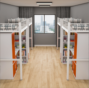 Thiết Kế Mới Đồ Nội Thất Thép Cao Đẳng Ký túc xá Loft Giường Với Bàn Và Tủ Quần Áo Cho Sinh Viên - Product Image 3