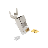 Pièces de télécommunication Ethernet FTP/STP plaqué or tête de cristal prise CAT7 connecteur RJ45 connecteurs à sertir réseau 8P8C blindés 1.5mm