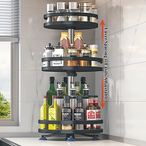 <span class=keywords><strong>3</strong></span>-stufiges Gewürzregal Edelstahl-drehbares Küchenregal Aufbewahrungsregal Gewürz-Ständer-Set für Glas-Gewürzglas auf Ständer - Product Image 6