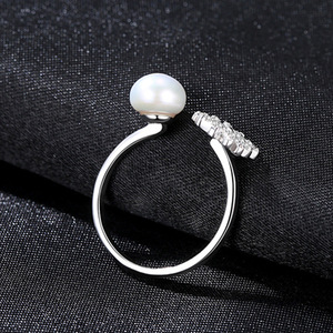 Diseño Original S925 plata esterlina perla de agua dulce abierto anillo ajustable joyería de moda accesorios DIY - Product Image 6