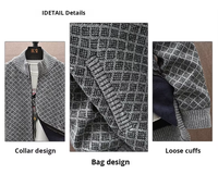 Blouson Bomber Homme Personnalisé Automne Hiver, Col Montant en Toile, Logo Frontal, Cardigan Épais en Maille pour Homme