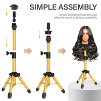 Statif Tripod Kepala Manekin Latihan Portabel Mini Berwarna-warni Leeons yang Dapat Disesuaikan untuk Pembuatan Wig, Salon, Barber, dan Praktik Kosmetologi
