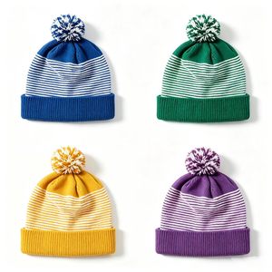 Casquette de golf multicolore unie avec pompon, petit ballon moelleux, logo brodé personnalisé, chapeau de sport d'hiver, faible MOQ, usine du Vietnam - Product Image 5