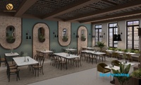 Conception d'intérieur de pub et de restaurant industriel, plan de conception complet sur mesure pour la boutique, intérieurs de café rustiques, ensemble de mobilier pour bar à café à vendre
