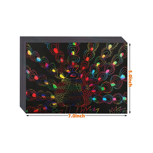 Papel Mágico para Rascar Arcoíris, Hojas de Papel para Rascar Negro para Niños con Lápiz de Madera, Pincel Suave y Plantillas de Dibujo - Product Image 6