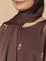 Abaya Hijab longue brodée en polyester léger et décontracté pour femmes adultes, collection Sanash SC0315, best-seller