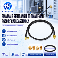 Câble RF RG58 avec connecteur SMA à angle droit pour antenne de récepteur GPS de drone FPV, câble coaxial 50 Ohm, 0-3 GHz, longueur personnalisée