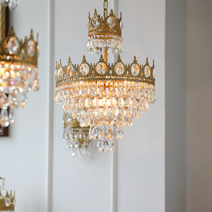 French-Style Retro Crown Crystal Chandelier Luxury American-Style <b>Dining</b> Room Bedroom Bedside Entrance Hall Pendant <b>Light</b> - Product Image 5