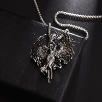 Vente chaude Papas Evil Angel Collier Vintage Argent Ange Couple Pendentif Cadeau pour Hommes et Femmes