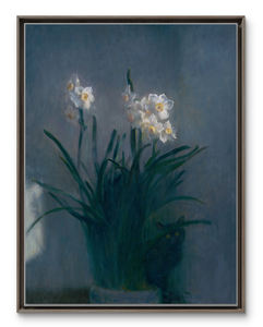 Peinture à l'huile sur toile impressionniste, art mural floral, peint à la main, écologique, narcisse et chat noir pour entrée, chambre à coucher - Product Image 1