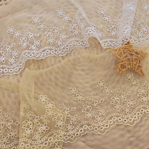 Guipure ผ้าม่านปักลายทำจากโพลีเอสเตอร์เนื้อนุ่มหรูหราแบบ DIY ตกแต่ง<span class=keywords><strong>เสื้อผ้า</strong></span><span class=keywords><strong>ลูกไม้</strong></span>ปักขอบตาข่าย - Product Image 1