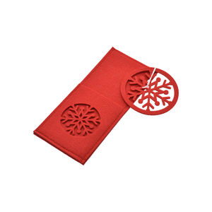 Portaposate Natalizio con Sottobicchiere in Feltro Rosso - Product Image 1