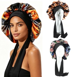 <span class=keywords><strong>Bonnet</strong></span> de nuit en <span class=keywords><strong>satin</strong></span> anti-frisottis avec longs liens ajustables pour tresses longues et <span class=keywords><strong>cheveux</strong></span> bouclés – Protection capillaire de nuit - Product Image 1