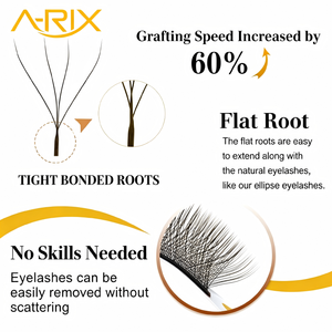 Extensions de cils A-RIX marron en forme de W, 3D 4D 5D, en cheveux synthétiques faits à la main, plateau de cils naturels et doux pour usage professionnel en salon - Product Image 3