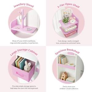 Ensemble table et chaise de maquillage multifonctionnel pour enfants, pour chambre à coucher, petite table de maquillage pour <span class=keywords><strong>filles</strong></span> et bureau d'étude avec miroir LED - Product Image 4