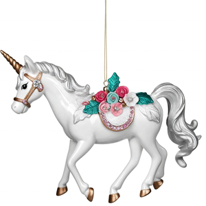 งานฝีมือทำจากเรซินรูปปั้นยูนิคอร์นสำหรับเทศกาลคริสต์มาสแขวนประดับม้าทำมือวาดรูปยูนิคอร์น - Product Image 1