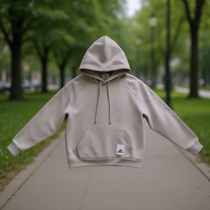 Sweat à capuche Adidas pour homme, couleur Wonder Taupe, 100% coton French Terry, imprimé, coupe classique, avec poche avant et fermeture éclair - Product Image 2