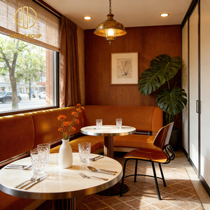 Conjunto de Muebles Modernos para Hotel, Sillas de Cuero en Forma de Media Luna, Mesa Redonda de Mármol para Cafetería o Restaurante - Product Image 5