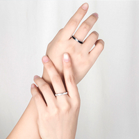 Bijoux Offre Spéciale Bague de couple en argent sterling 925 Epoxy Transportant une bague de mariage réglable Cadeaux d'anniversaire d'amant de la Saint-Valentin