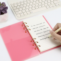 Vente en gros d'usine, couverture de carnet simple en acrylique transparent, A6, couverture en acrylique scintillante à feuilles mobiles, accessoires pour carnet