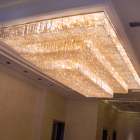 Lustre LED en cristal de verre de luxe de grande taille pour hôtel, espace commercial de haute qualité