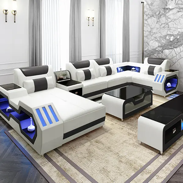 Set Sofa kulit modernos fabric tempat tidur cama angle modular mebel Mewah Ruang langsung sofa modern bagian kantor