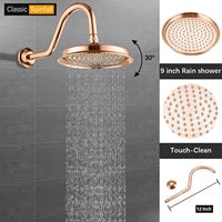 Système de douche à effet pluie antique de 9 pouces avec robinet à poignée unique, massage, or rose, 3 voies, en laiton, montage mural, déviateur, bec de baignoire