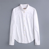 Camisas Oxford de Algodón de Manga Larga para Mujer, Cuello de Solapa, Bolsillos, Color Sólido, Blusa con Botones, Tops Holgados, Camisa Básica