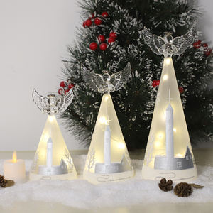 Batterij-Aangedreven Geblazen Glas Bevroren Wit Kerst Handgeschilderd Licht Engel Tafeldecoratie Groothandel - Product Image 3