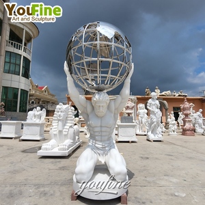 Tượng Atlas bằng đá cẩm thạch La Mã cầm quả cầu trời - Product Image 6