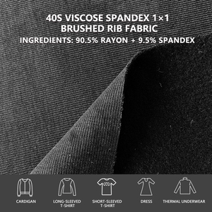Tela de punto elástica de viscosa y spandex 40S, tejido acanalado cepillado 1x1, 175 cm de ancho, 280 g/m², para camisetas básicas, chalecos y camisetas. - Product Image 4