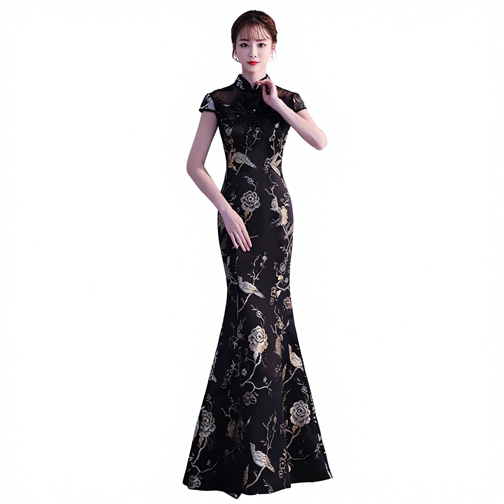 blue dress for baby girl Black Modern Qipao main image 0