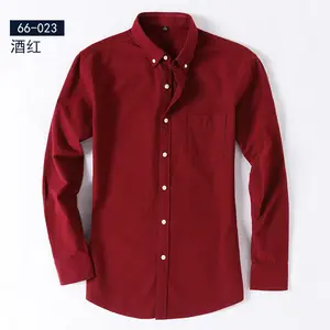 Hot 100% cotton oxford quay nhiều màu giải trí thoải mái thêu phong cách dài tay áo sơ mi nam