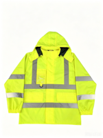 Combinaison de pluie de sécurité réfléchissante imperméable de classe 3 ANSI haute visibilité avec 2 poches plaquées et logo personnalisé