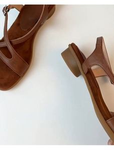 Premium <b>Soft</b> Cowhide Woven Design Vintage Open Toe Roman Sandals Stylish Women Casual Walking Beach <b>Shoes</b> - Product Image 5