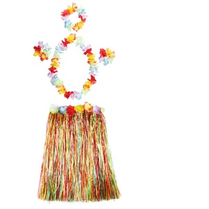 Jupe en herbe élastique de <span class=keywords><strong>danseuse</strong></span> <span class=keywords><strong>hawaïenne</strong></span> Hula avec ensemble de costume fleuri - Product Image 3