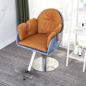 Sillón de Barbería Moderno con Asiento de Cuero Sintético, Base de Acero Inoxidable, Bomba Hidráulica y Altura Ajustable, Mueble de Salón - Product Image 3