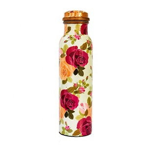 ขวดน้ำทองแดงคุณภาพพรีเมียม 500 มล. ออกแบบหรูหราสไตล์วินเทจ สำหรับกีฬา คริสต์มาส  รับสกรีนโลโก้ สำหรับผู้ชายและผู้หญิง - Product Image 2