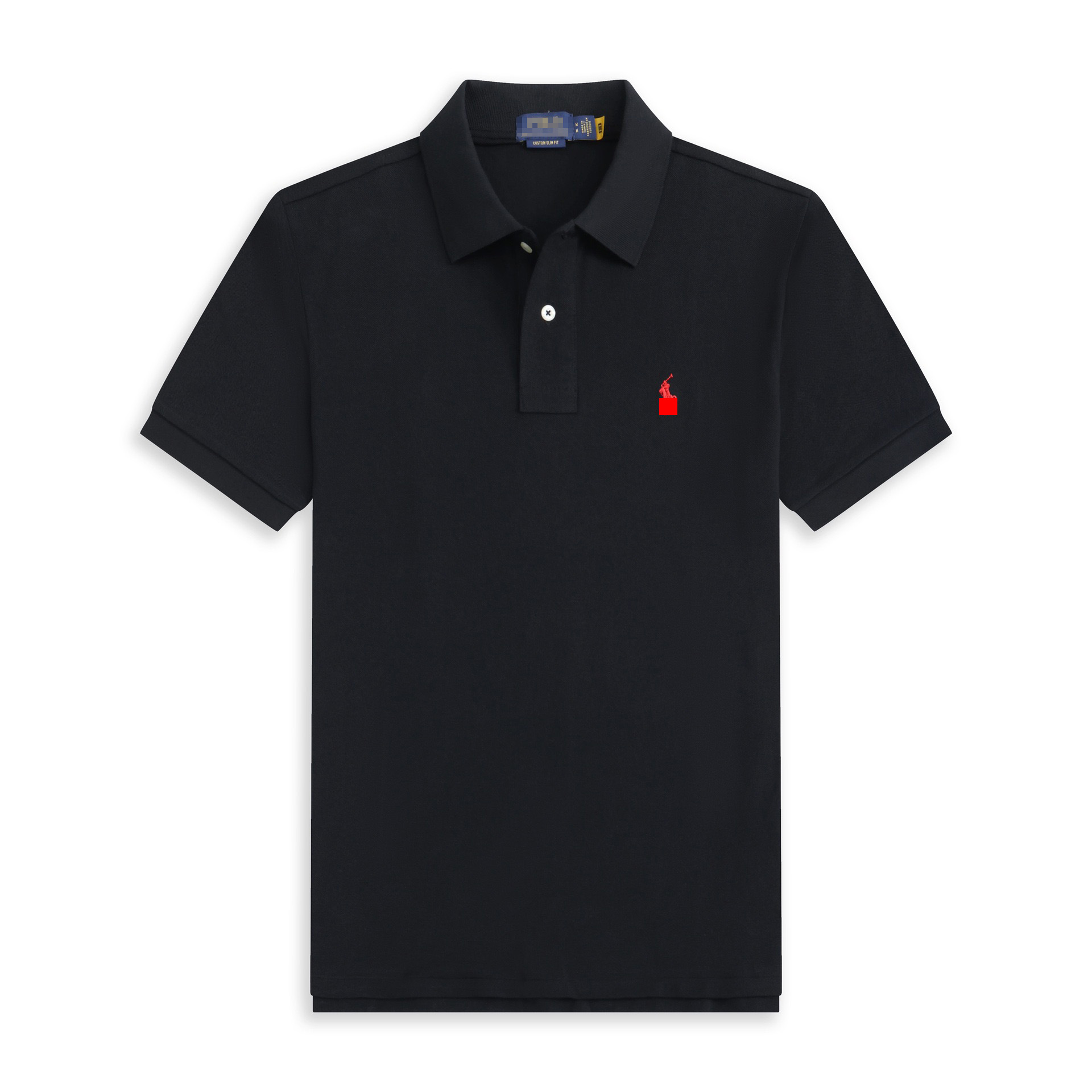 Polo manches courtes-étiquette rouge noir