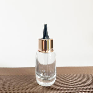 Bouteilles d'huile de croissance des cheveux épaule plate 50ml verre Push Press flacon compte-gouttes capuchon en or rose avec <span class=keywords><strong>bouton</strong></span> poussoir - Product Image 4