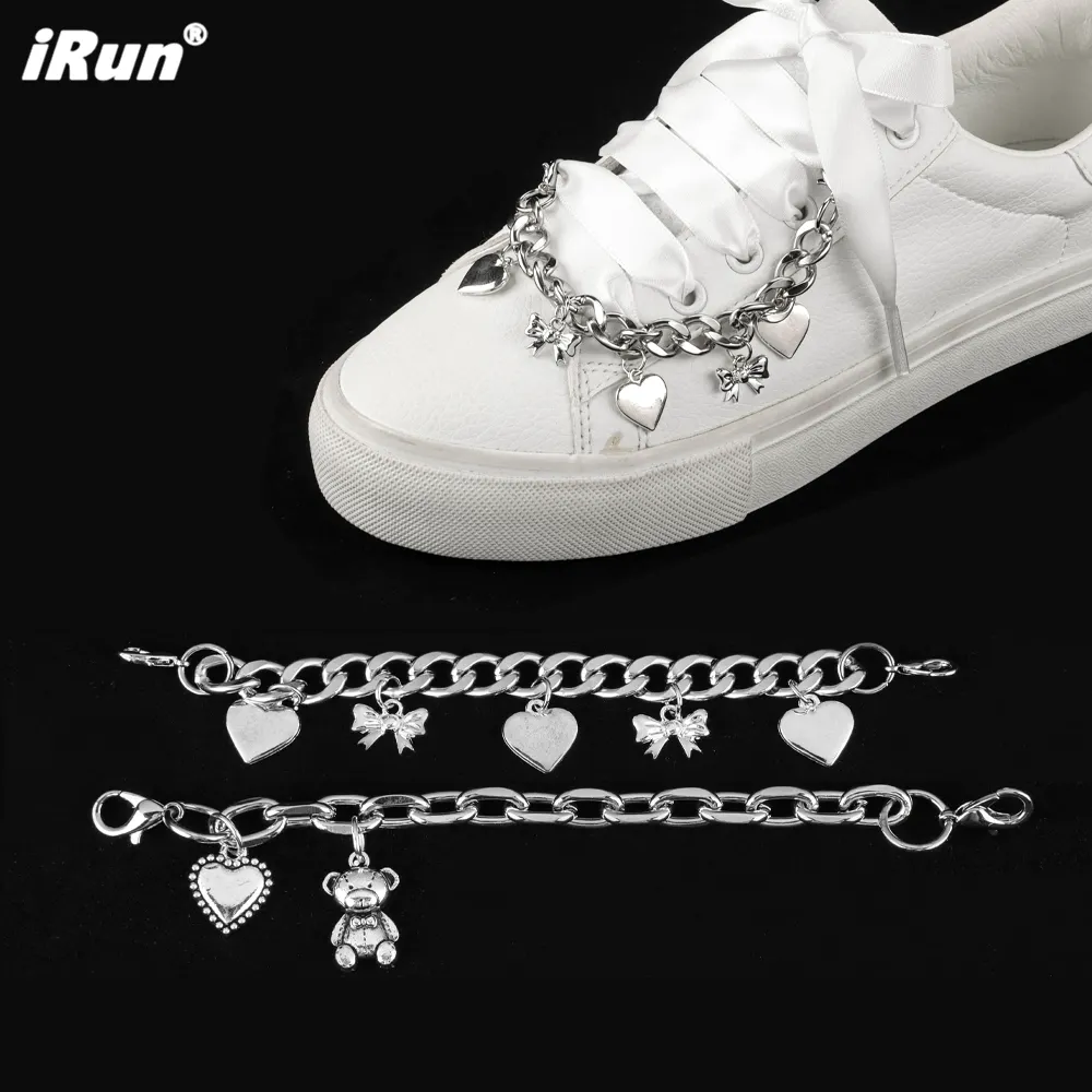 IRun moda takı Sneaker zincir toka Metal lüks ayakkabı Charms Bling tasarımcı ayakkabı süslemeleri için Metal zincir Sneaker