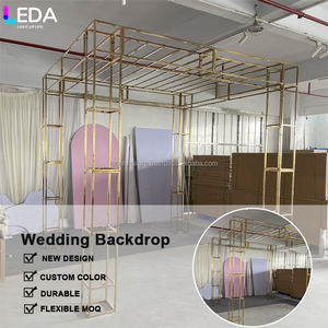 Leda Chuppah สแตนเลสสตีลสีทองฉากหลังที่เปลี่ยนรูปได้ทำจากโลหะสำหรับตกแต่งงานแต่งงาน - Product Image 4